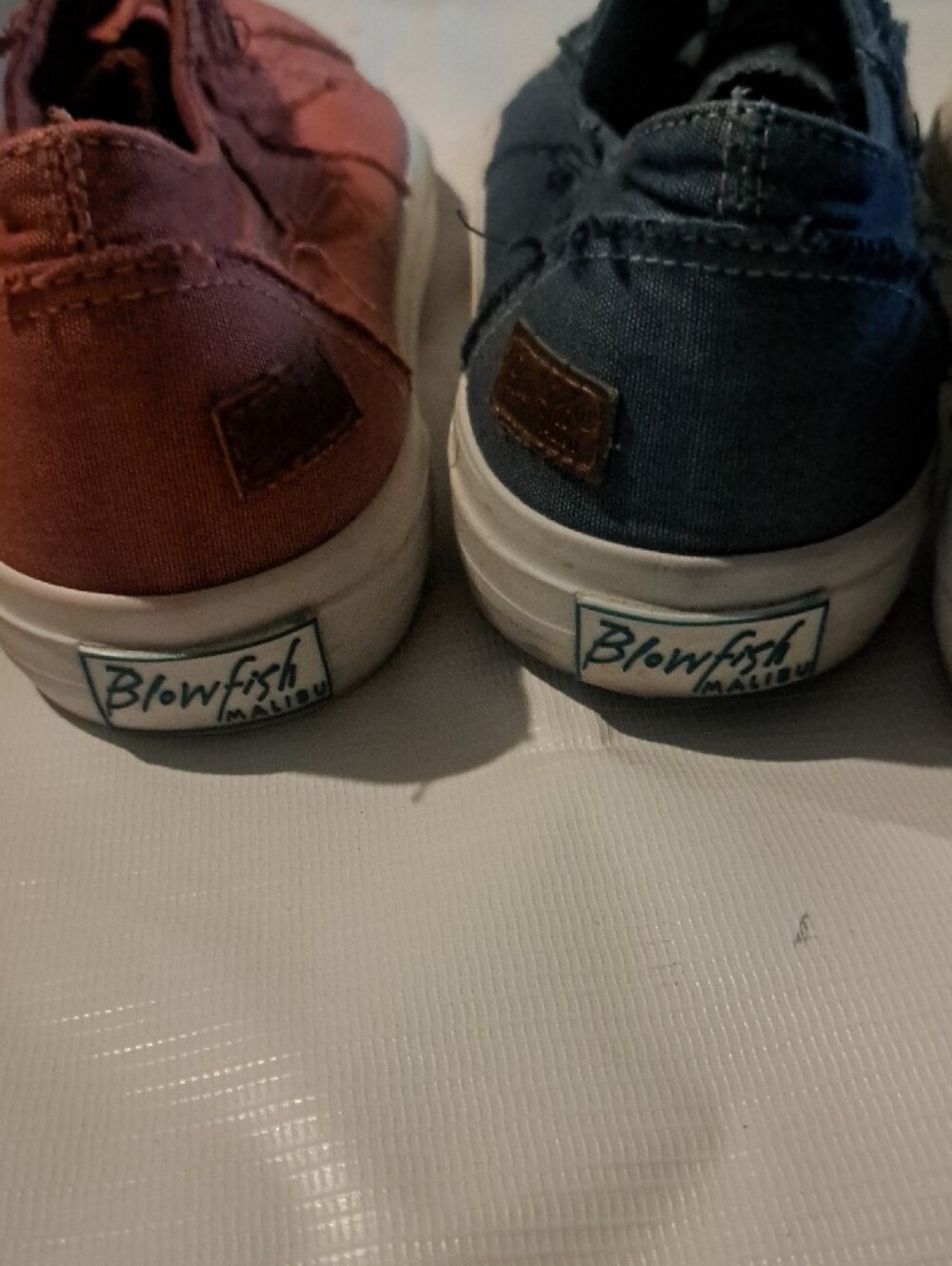 2 Pair Like New Slip-On Canvas Sneakers Red Rust and Navy 9.5 - Picture 2 of 7